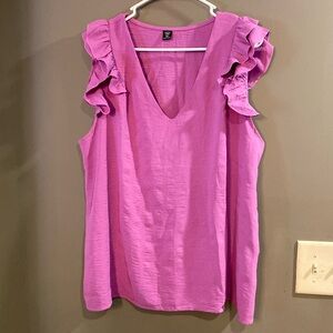 Purple Ruffle-Sleeve Top